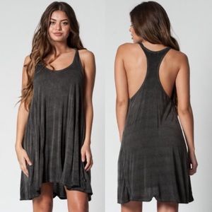 NWT Lulus NYTT Happy Racerback Tank Dress Black Oil Wash